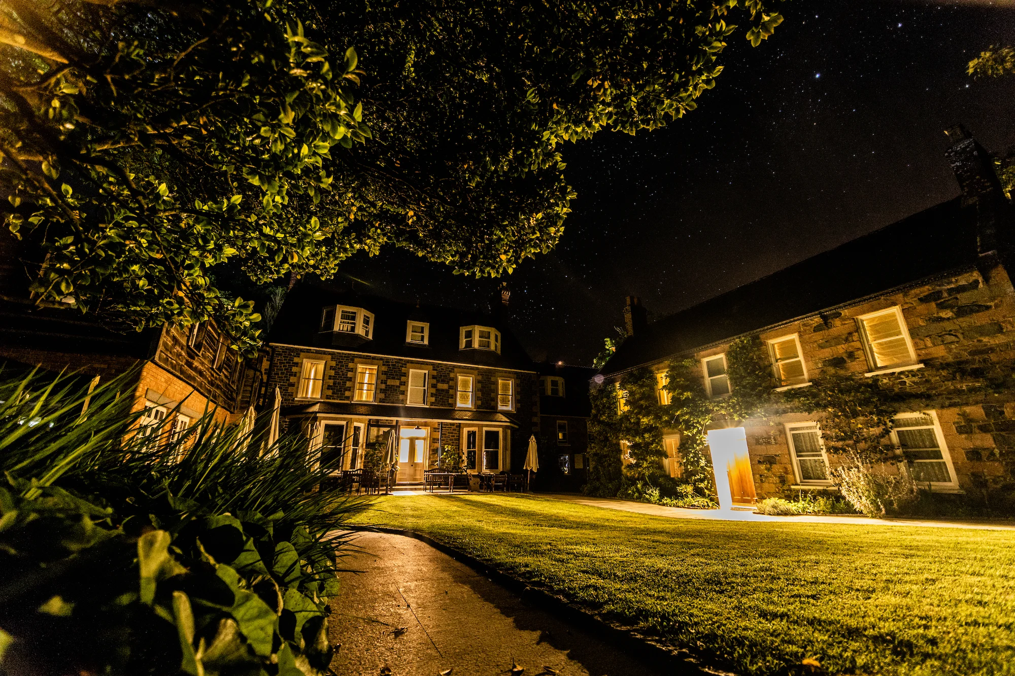 Front lawn at night